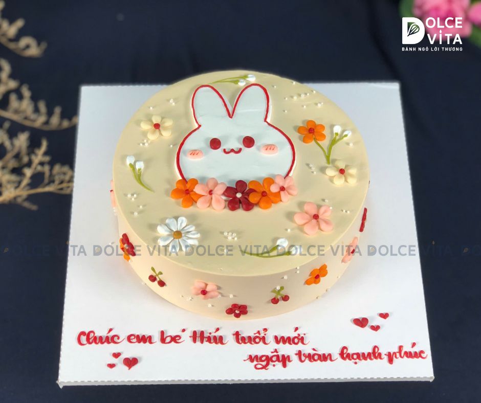 319 (40) Bánh vẽ hình thỏ và hoa đáng  yêu