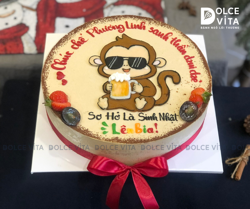 144 (60) Tiramisu vẽ hình chú khỉ