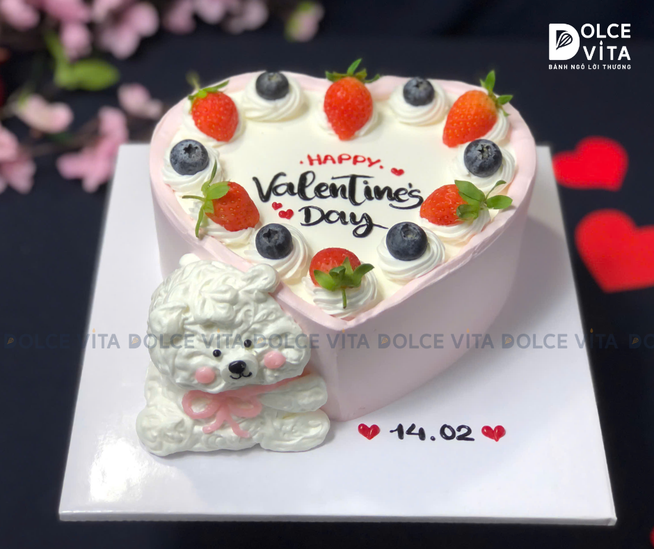 1058 (30) Bánh hình trái tim trang trí gấu