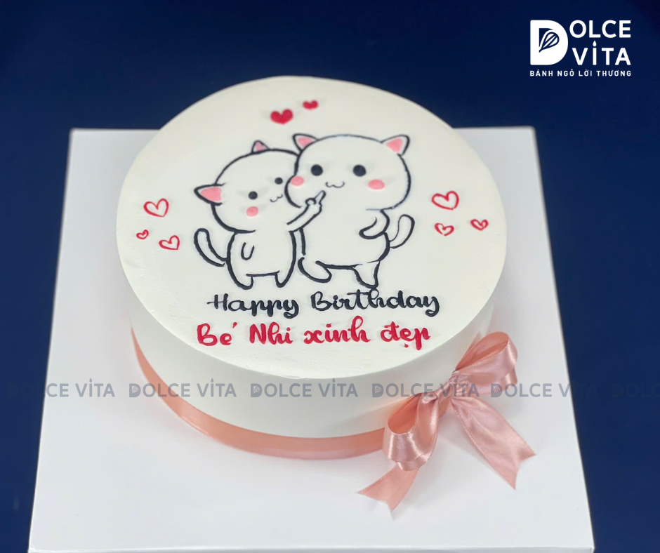 [1860] (30) Bánh kem chủ đề tình yêu - vẽ hình chibi đáng yêu