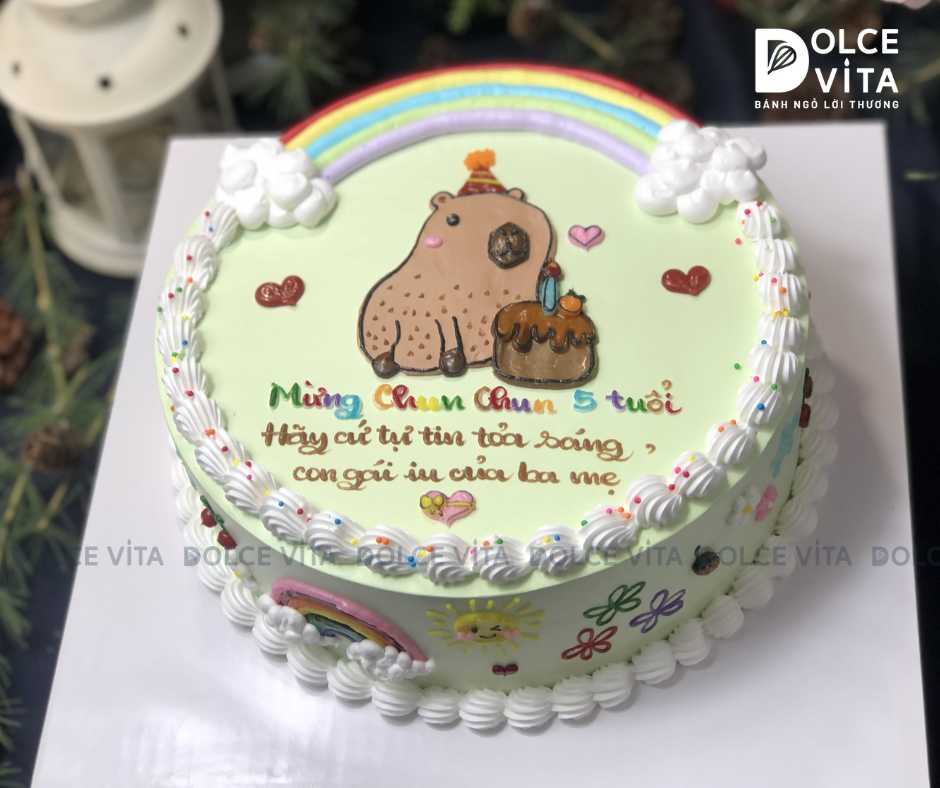 [2072] (90) Bánh sinh nhật Capybara – Bánh vẽ hình theo sở thích