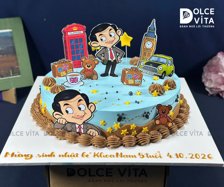 [3199] (90) Bánh Sinh Nhật Mr Bean Hoạt Hình Theo Yêu Cầu