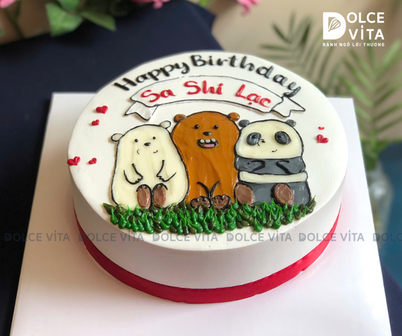 [1879] (80) Bánh kem vẽ "Chúng tôi đơn giản là Gấu" (We bare bears)