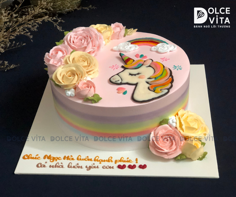 359 (90) Bánh bắt bông vẽ ngựa Pony (unicorn)