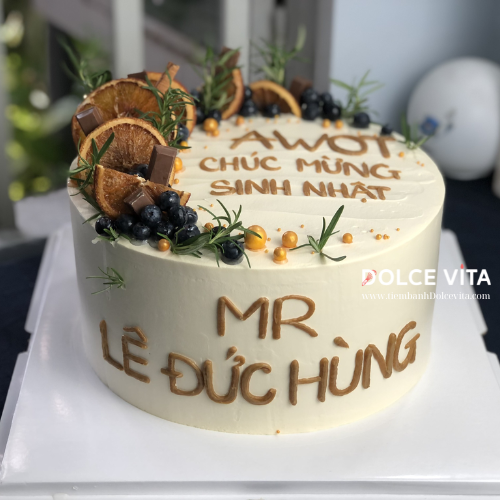 274 (60-100-150) Bánh đơn giản sang trọng trang trí việt quất, cam sấy và quế