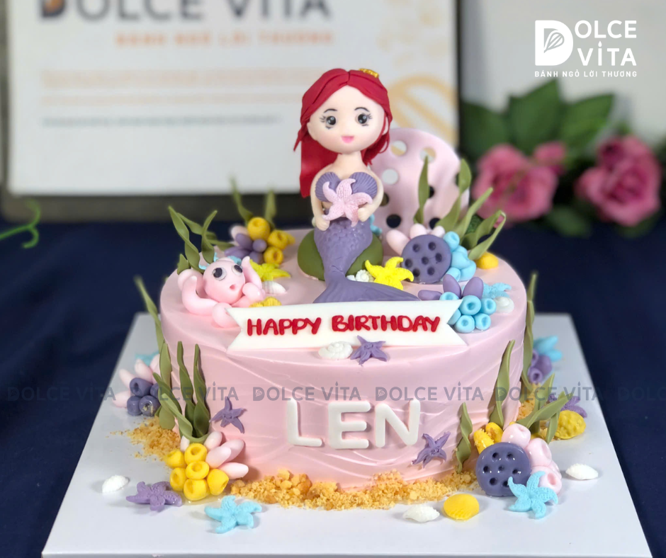 [1761] (350) Đặt trước 3 ngày -  Bánh tạo hình chủ đề nàng tiên cá Ariel - Đại dương