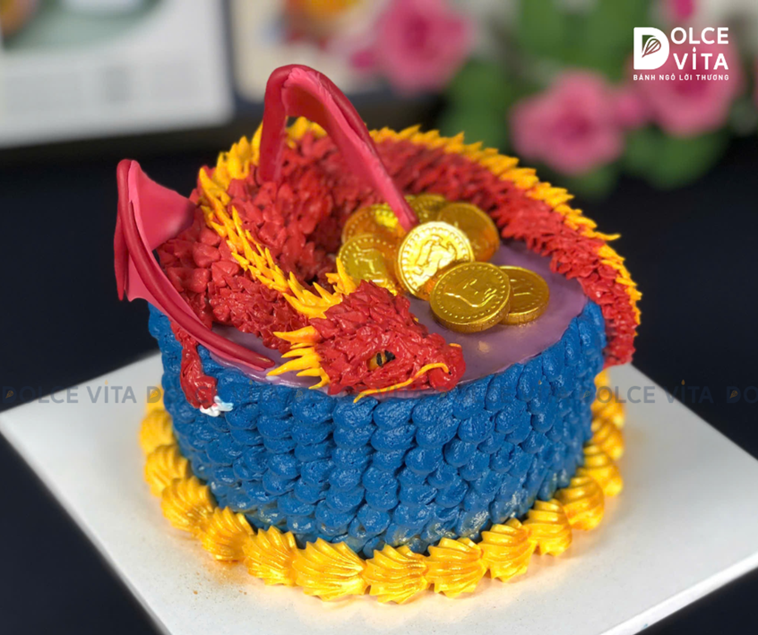 [1793] (250-300) Bánh Kem Tạo Hình Rồng Mạnh Mẽ – Nghệ Thuật & Ấn Tượng (đặt trước 3 ngày)