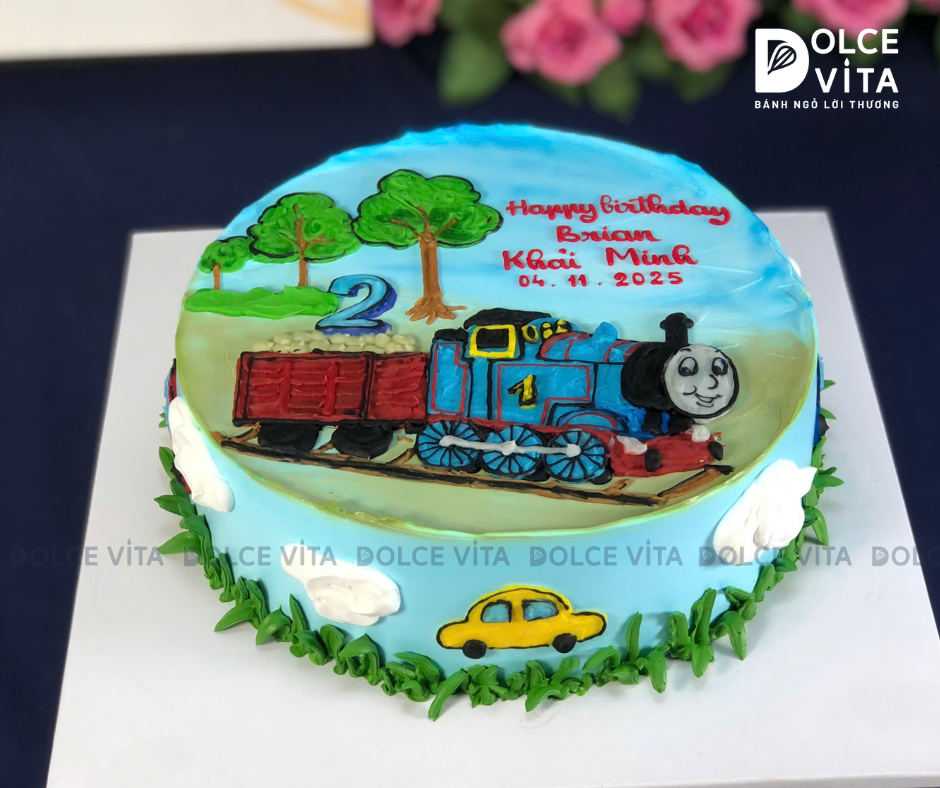[2064] (100) Bánh kem vẽ xe lửa/ tàu hỏa/ tàu lửa cho fan Thomas & Friends