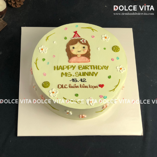 133 (40) Bánh kem vẽ chibi tặng sinh nhật phái nữ