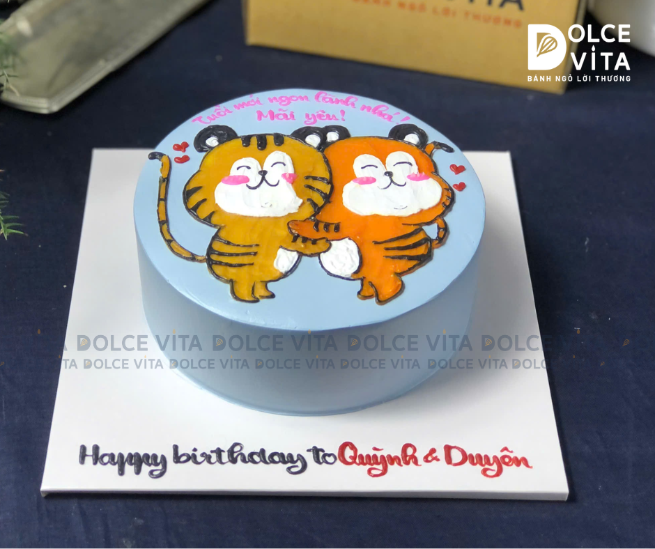 893 (80) Bánh vẽ 2 con hổ/ cọp