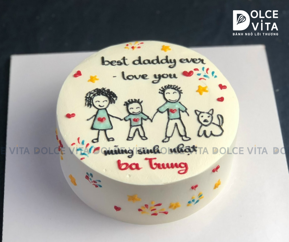 655 (60) Bánh vẽ nét gia đình - dành tặng cho Cha