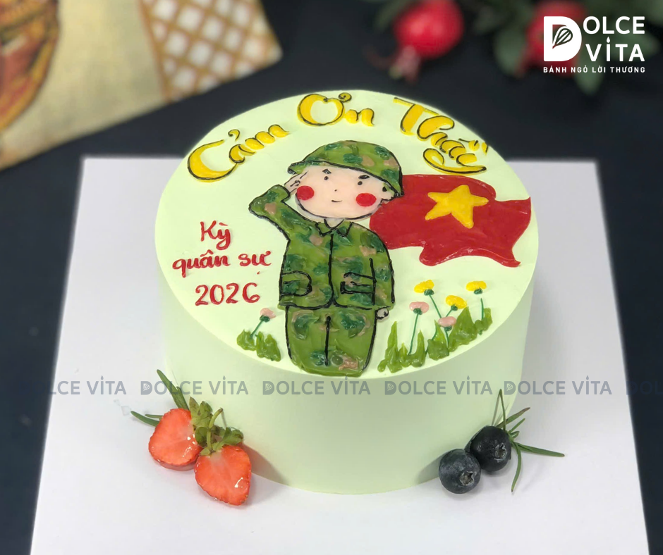 [2939] (90) Bánh kem chủ đề bộ đội - Món quà dành cho người lính