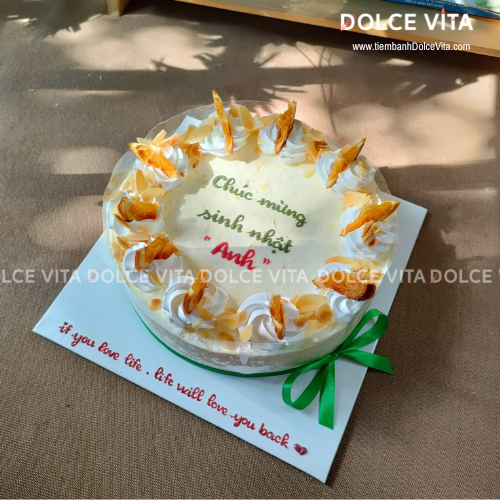 013 Mousse bắp trang trí cam sấy, hạnh nhân