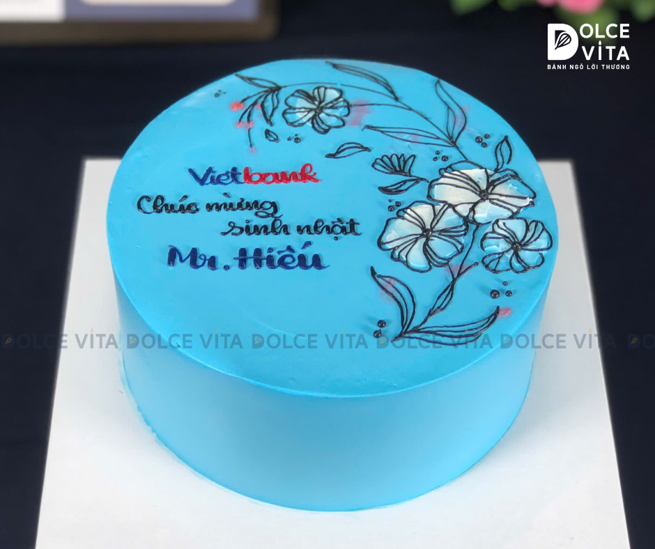 [1746] Bánh kem vẽ hoa nét line - tối giản & ấn tượng
