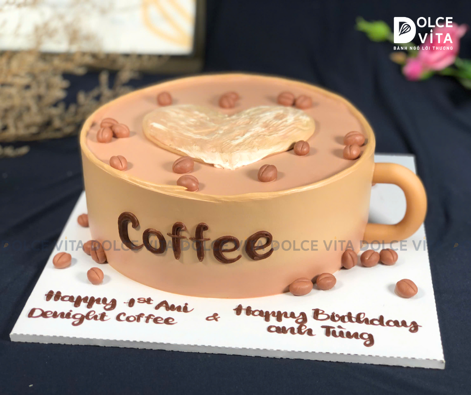 [1433] (80) Bánh kem tạo hình tách cafe độc đáo cho sinh nhật, sự kiện