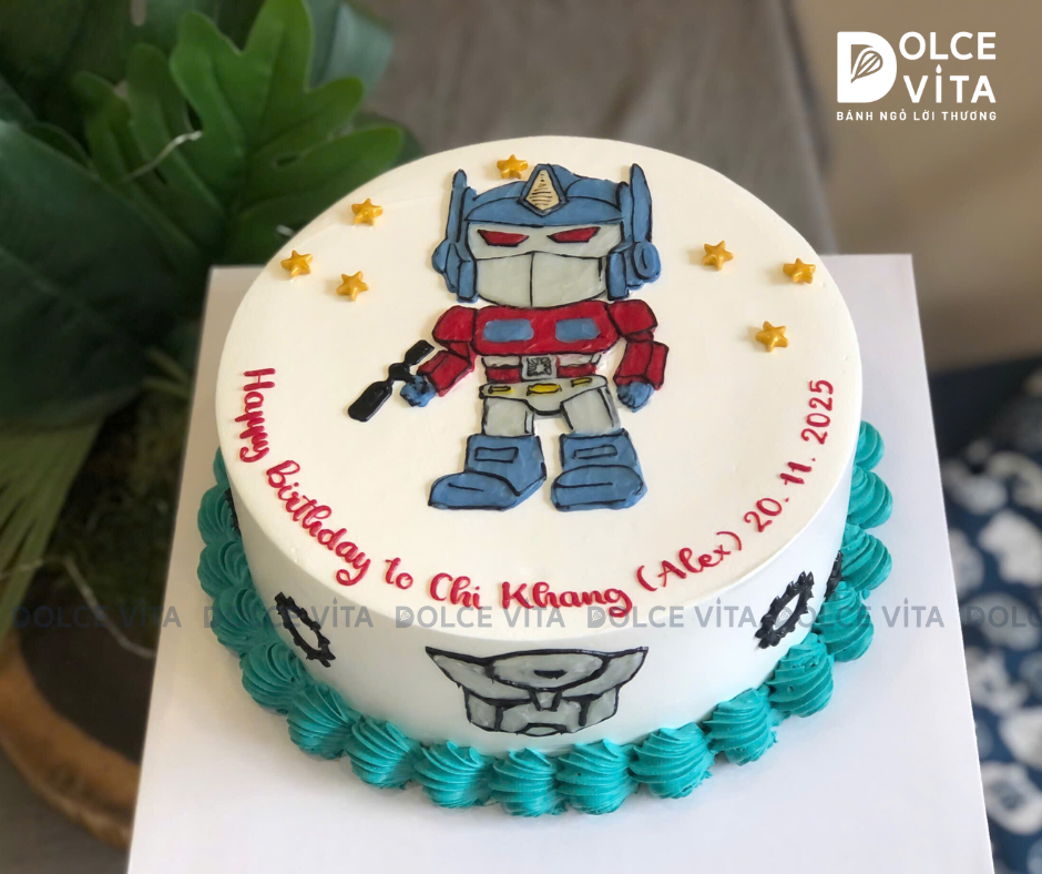 [2020] (100) Bánh kem vẽ siêu nhân Transformers cho bé trai