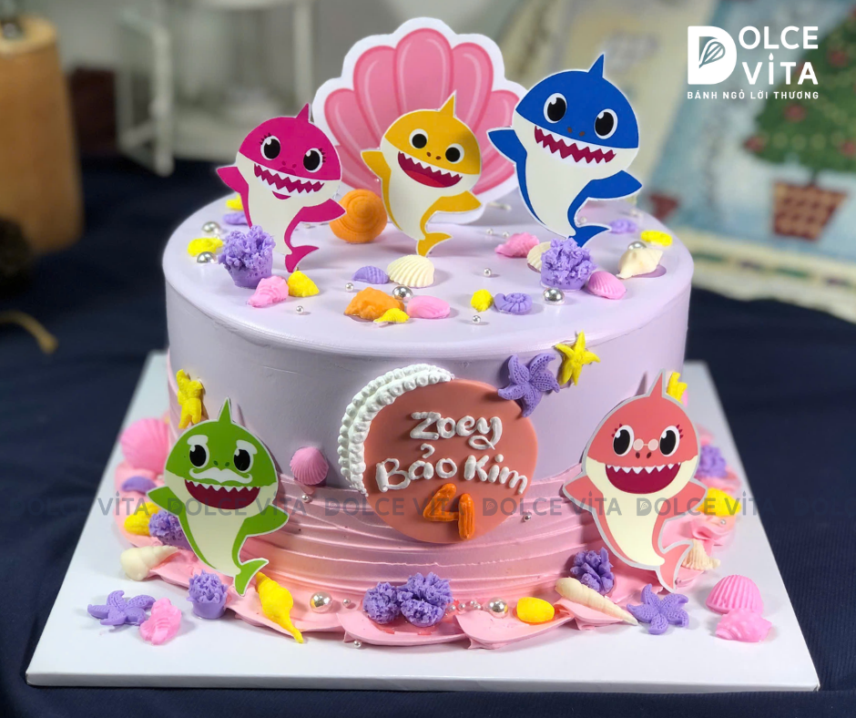 [2090] (180) Bánh chủ đề Đại dương - Baby shark