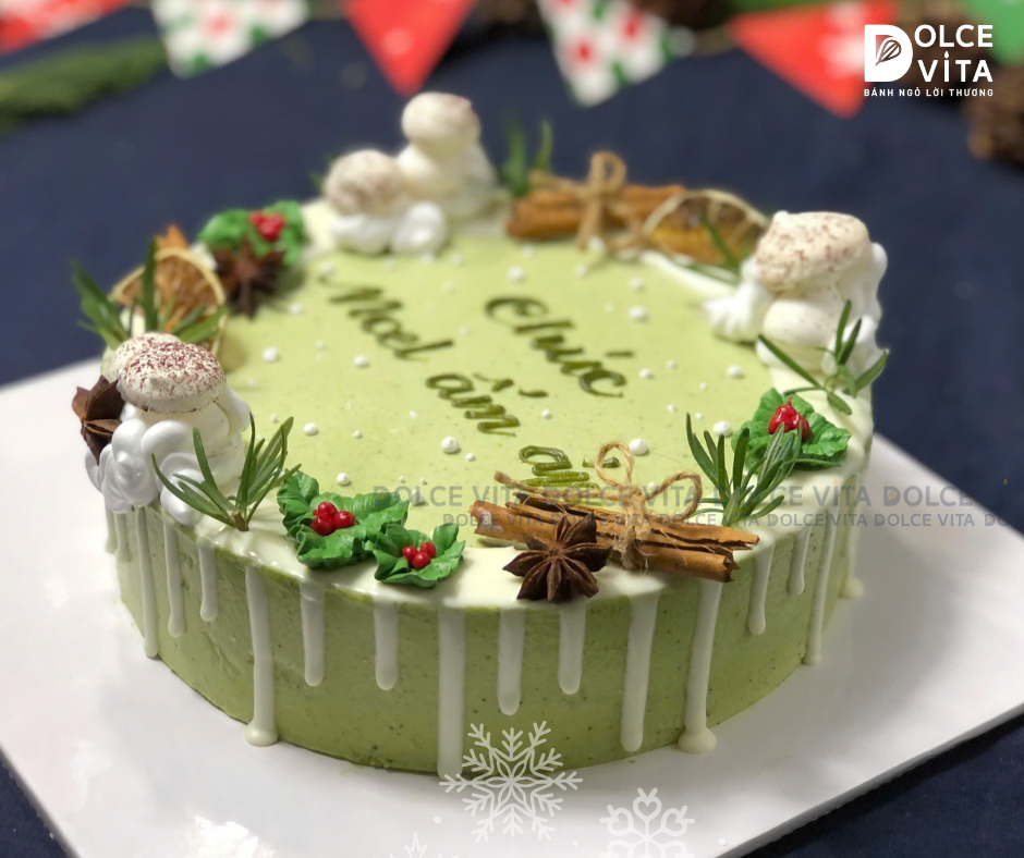 N603 Christmas cake - Bánh Noel/giáng sinh Matcha Yogurt Mousse