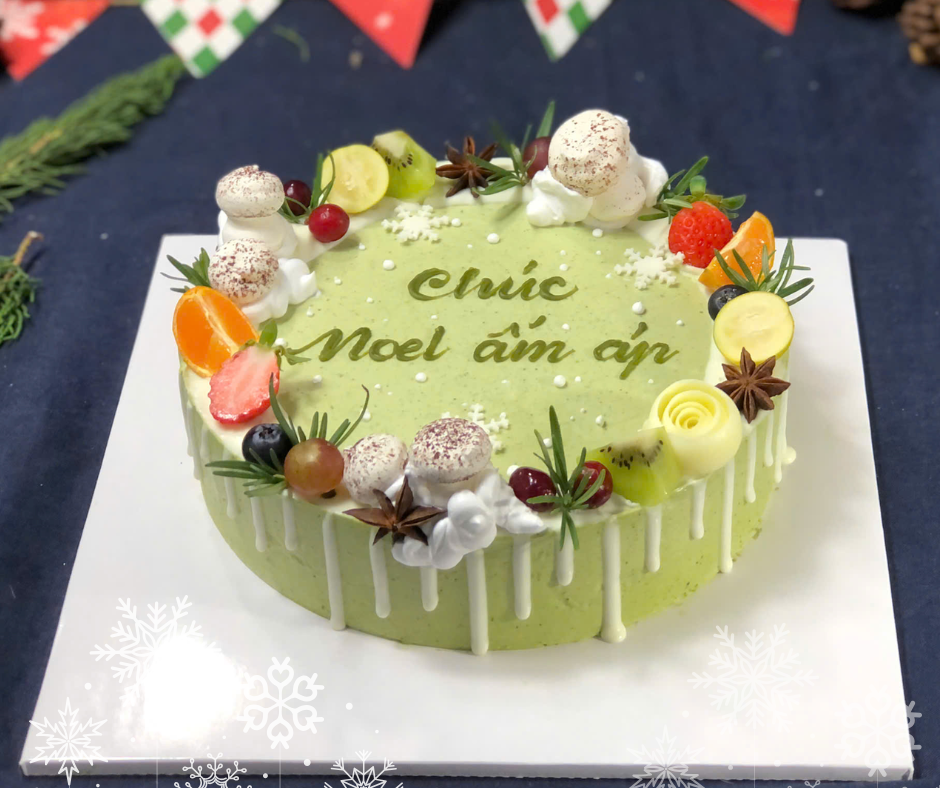 N604 Christmas cake - Bánh Noel/giáng sinh Matcha Yogurt Mousse
