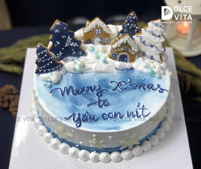 TD026 (70 - 100 - 140) Bánh giáng sinh gợi nhớ về thị trấn mùa đông bằng trang trí bánh quy gừng