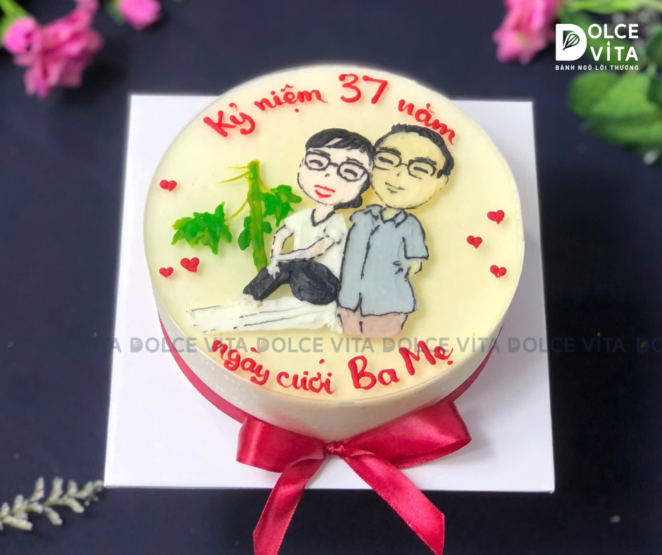 [1830] (90) Bánh sinh nhật vẽ tặng Ba Mẹ - Ghi dấu ấn hạnh phúc