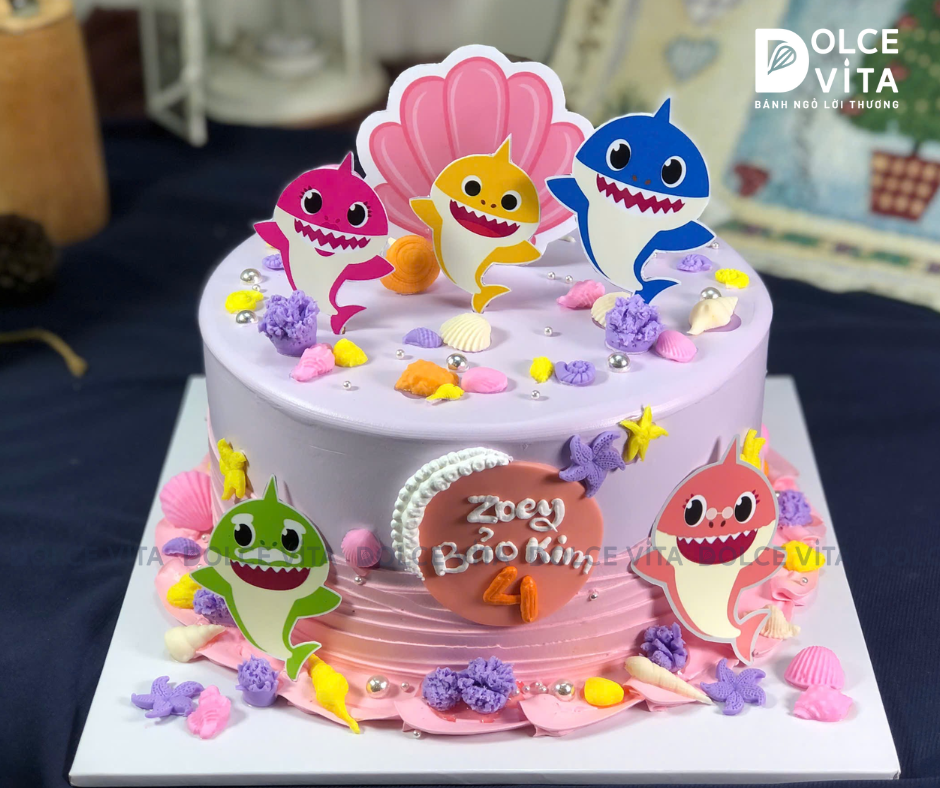 [2090] (180) Bánh chủ đề Đại dương - Baby shark