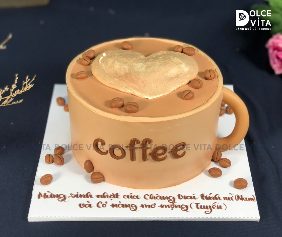 [1433] (80) Bánh kem tạo hình tách cafe độc đáo cho sinh nhật, sự kiện