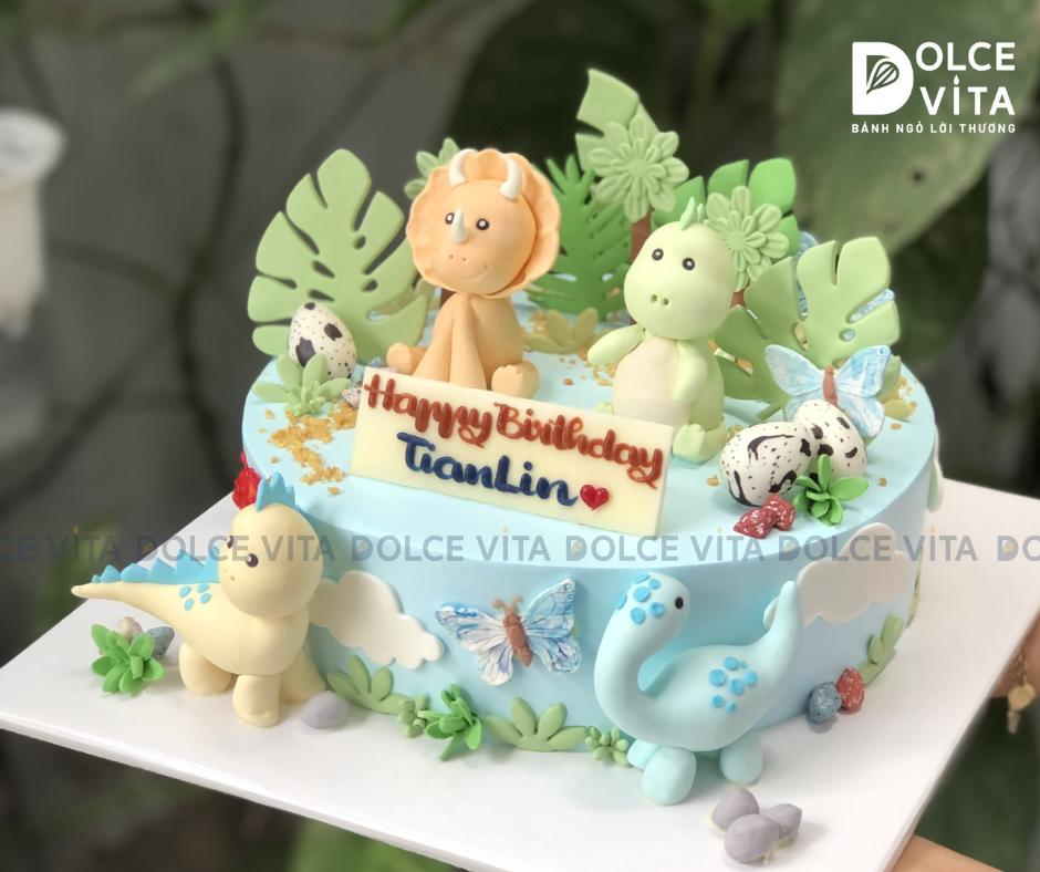 337 (300) Bánh kem tạo hình khủng long cho bé mê Dino (Đặt trước 3 ngày)