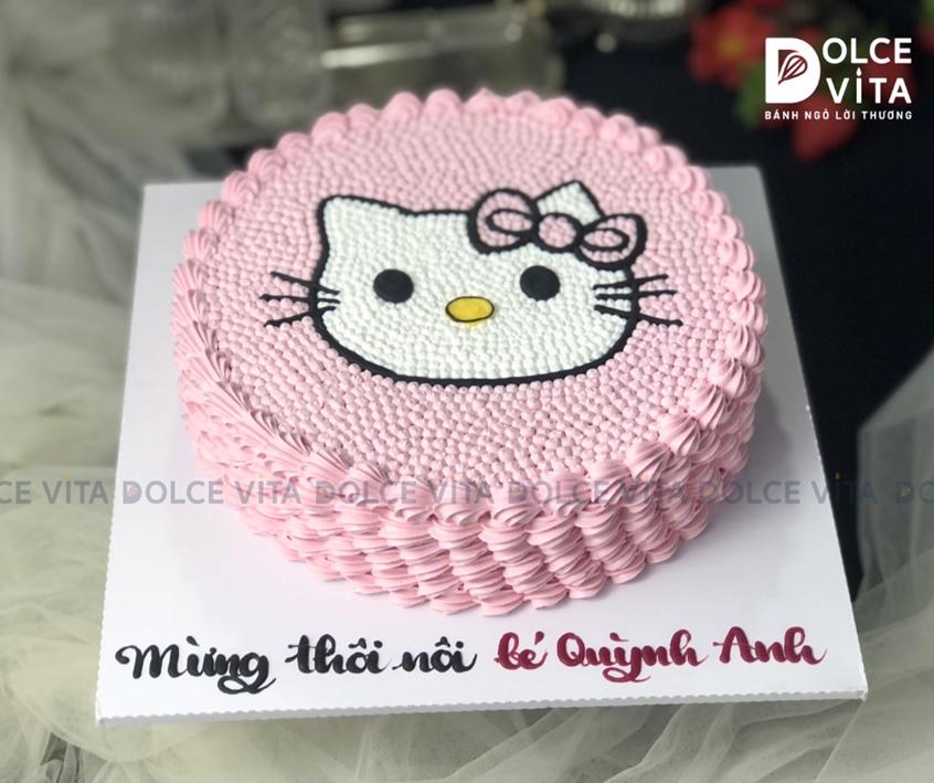 509 (90) Bánh vẽ mèo Kitty tone hồng
