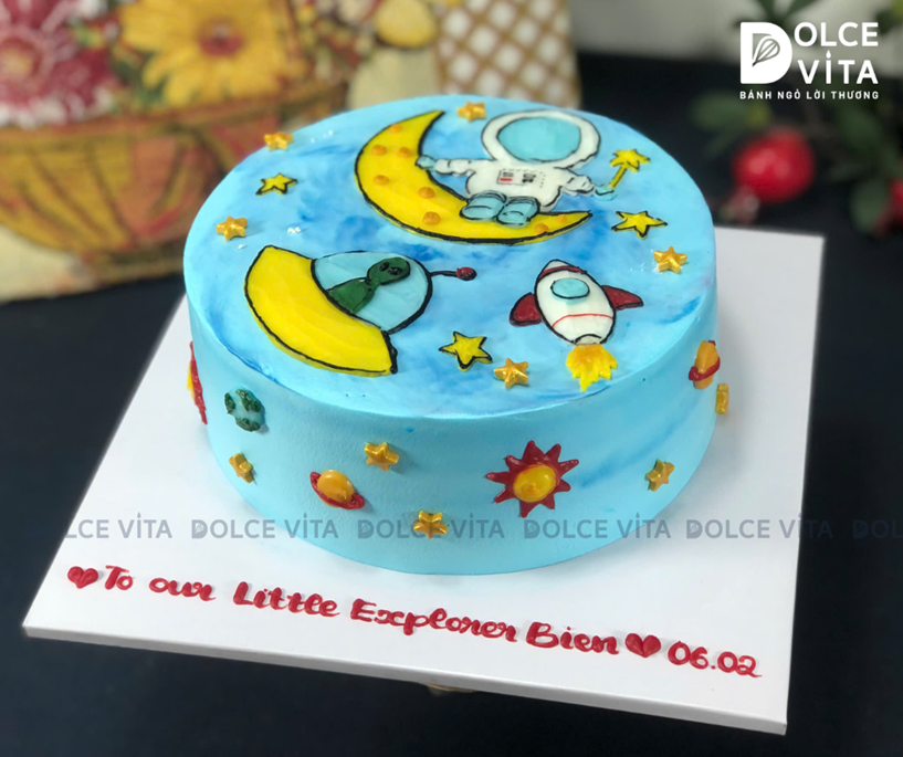 1050 (90) Bánh vẽ chủ đề vũ trụ, người ngoài hành tinh