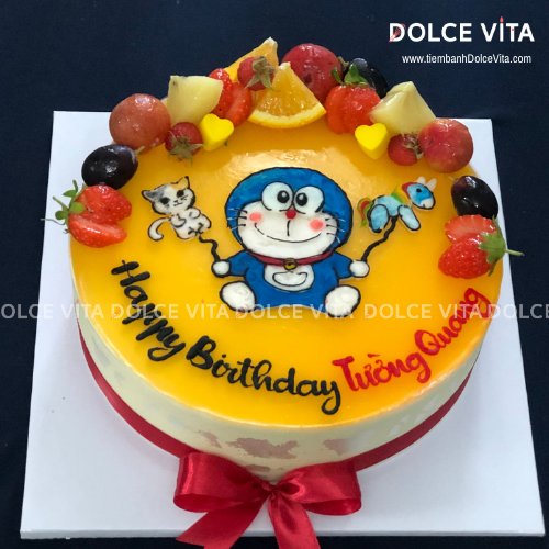 339 (70) - Bánh mousse chanh dây vẽ Doremon/ Doraemon