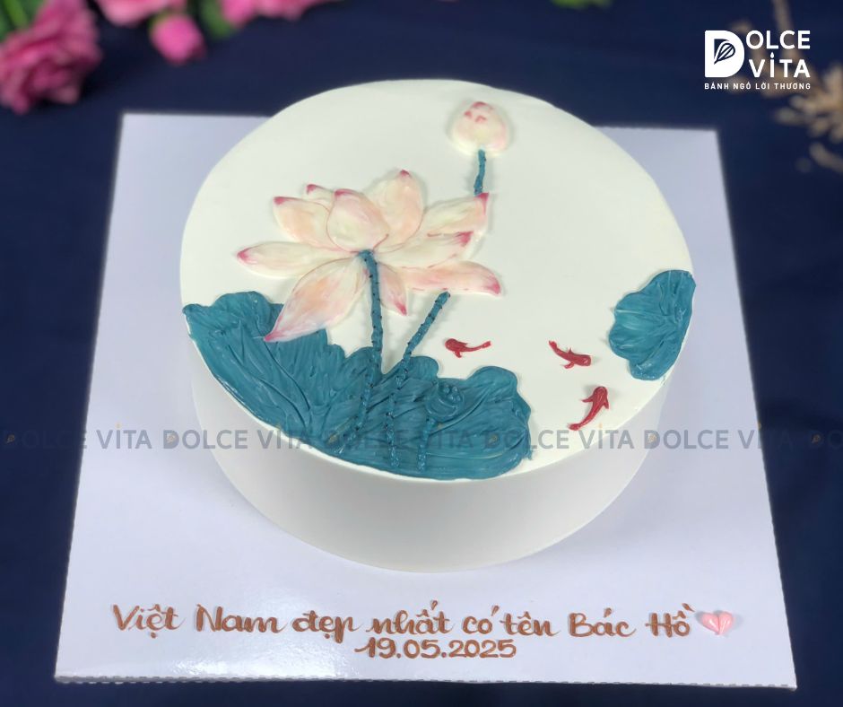 [1432] (80) Bánh vẽ hoa sen cho nhiều dịp kỷ niệm - biết ơn