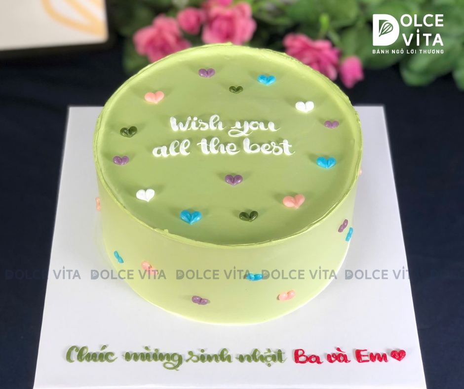 [2082] Bánh kem tone màu xanh lá cây nhẹ nhàng thanh lịch