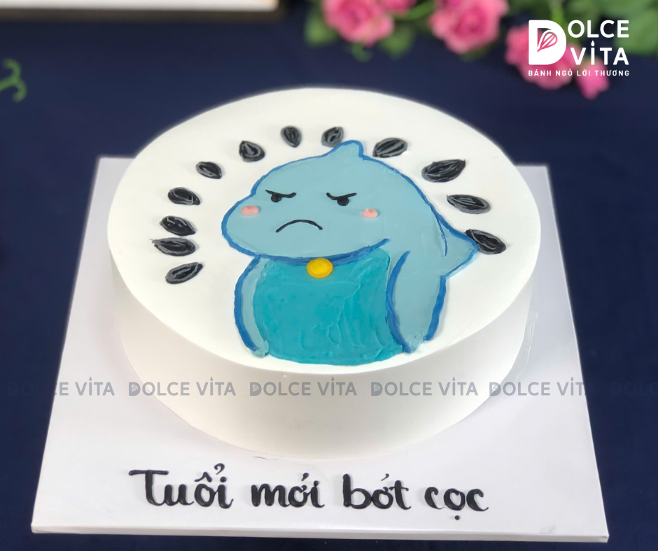 [1898] (50) Bánh kem vẽ meme cá mập - siêu ngầu và đáng yêu