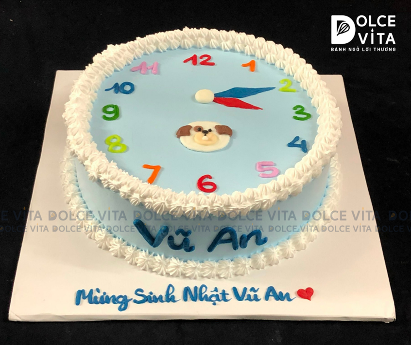 [931] (50) Bánh sinh nhật bé trai – Mô phỏng đồng hồ khoảnh khắc bé sinh ra, cá nhân hóa theo yêu cầu