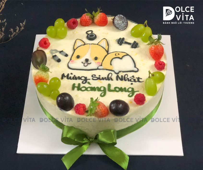 251 (50) Bánh vẽ chó Corgi tặng sinh nhật