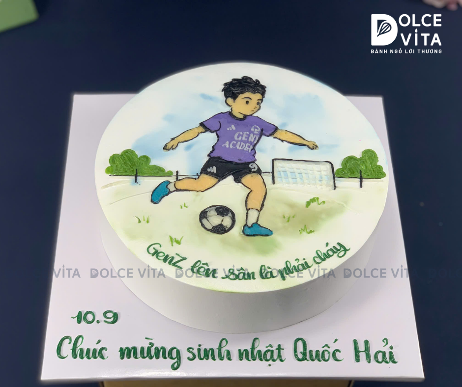 [3166] (90) Bánh kem vẽ cầu thủ đá banh - dành cho tín đồ bóng đá