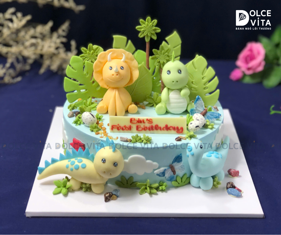 337 (300) Bánh kem tạo hình khủng long cho bé mê Dino (Đặt trước 3 ngày)