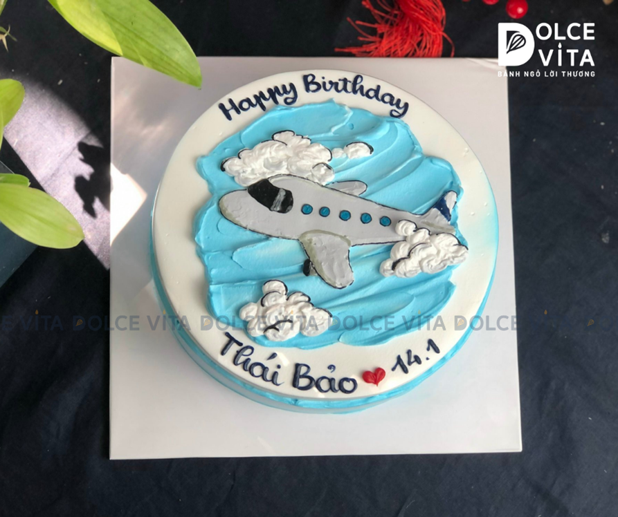 [669] (60) Bánh vẽ hình máy bay và bầu trời xanh
