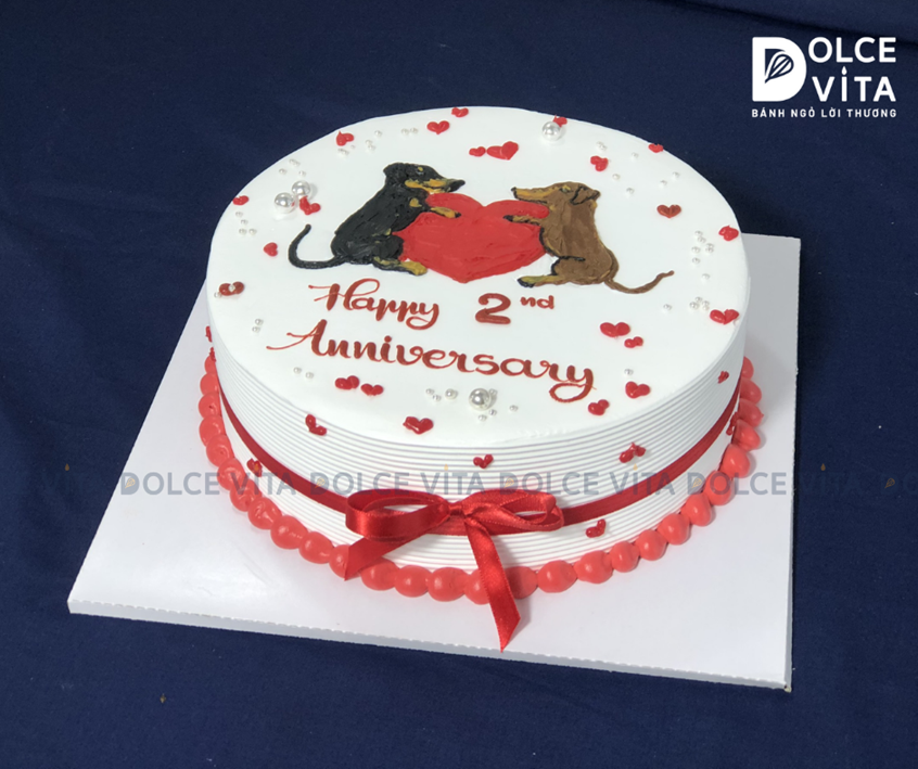 466 (80) Bánh vẽ 2 chú chó cầm trái tim
