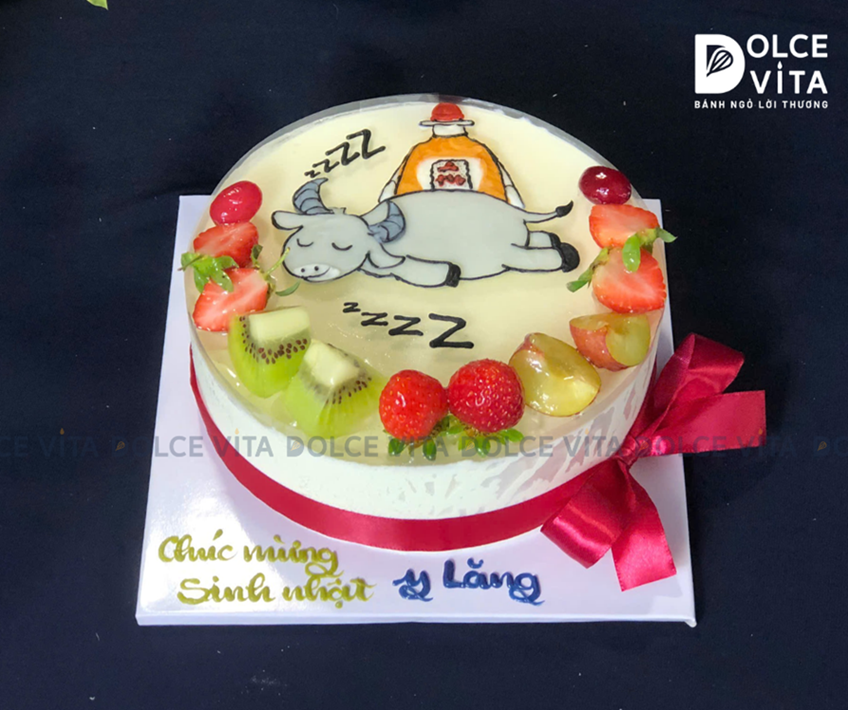 582 (80) Bánh vẽ trâu và chai dầu (Green Tea Lemon mousse)
