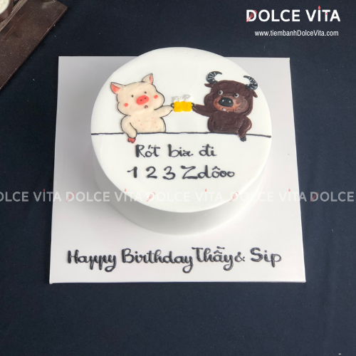 540 (60) Bánh sinh nhật con giáp và ly bia