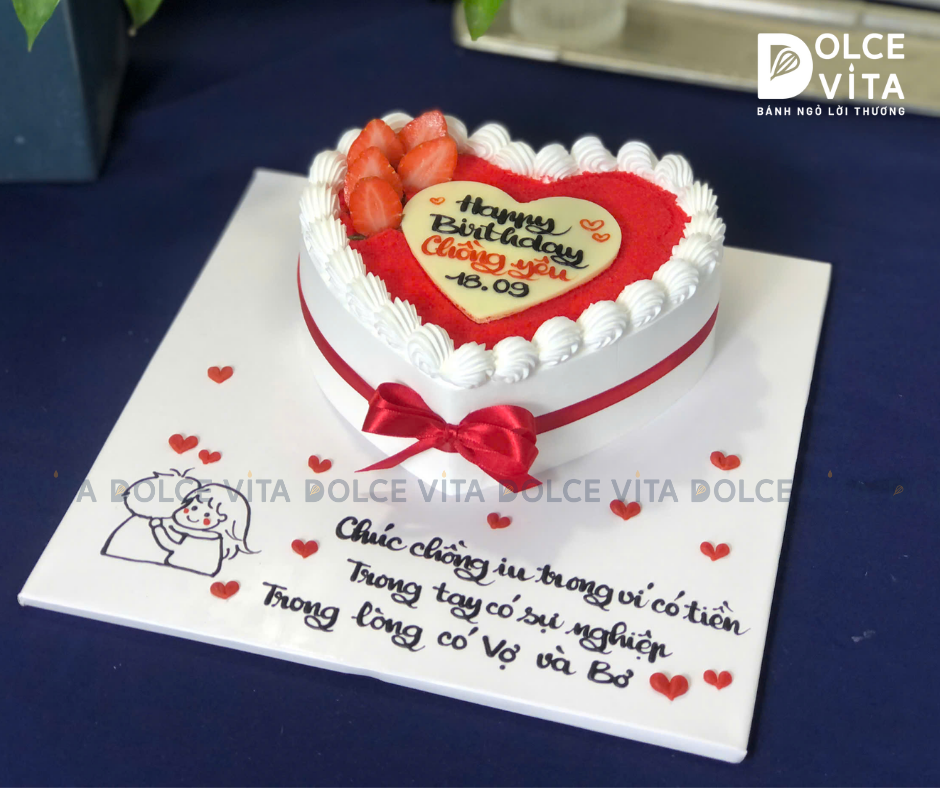 [568] (45) Bánh Sinh Nhật Hình Trái Tim Tặng Vợ/Chồng