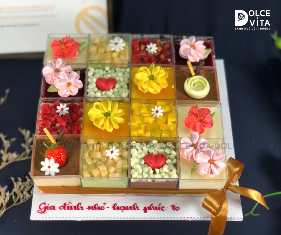 [1240] Set Bánh Mousse Nhiều Vị Sinh Nhật Kem Hoa