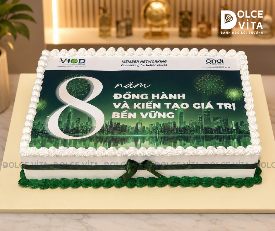 [1945] (60) Bánh Kem In Logo Doanh Nghiệp – Mừng Khai Trương, Thành Lập, Kỷ niệm