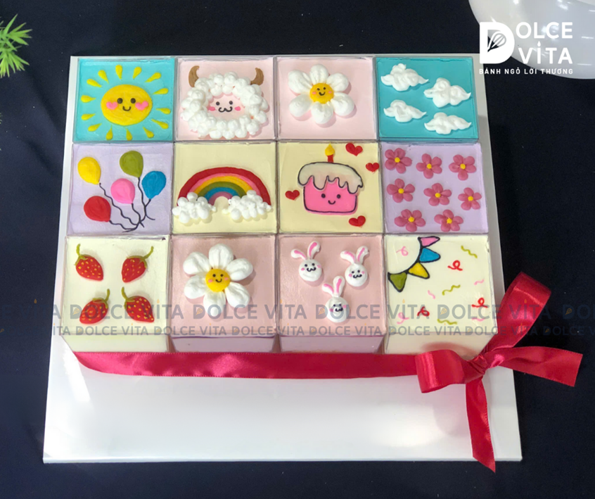 491 Set bánh ly nhiều vị trang trí mẫu tươi sáng