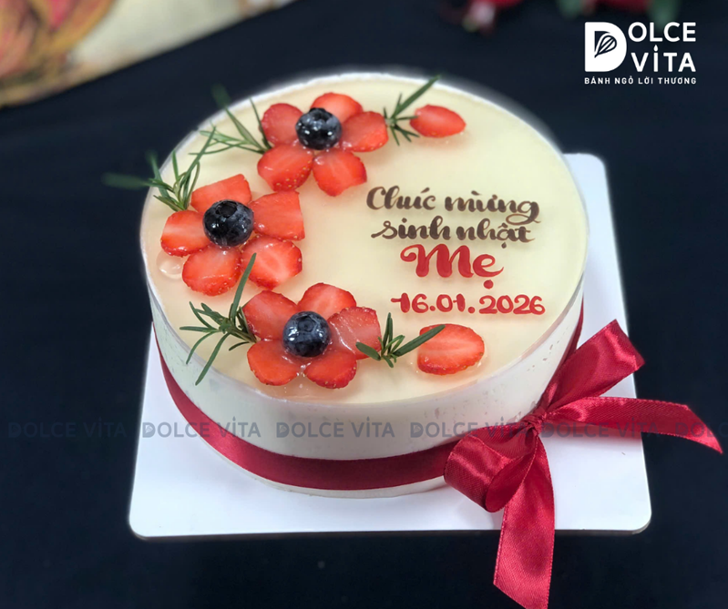 249 Green Tea Lemon (Bánh mousse trà xanh chanh) trang trí hình hoa