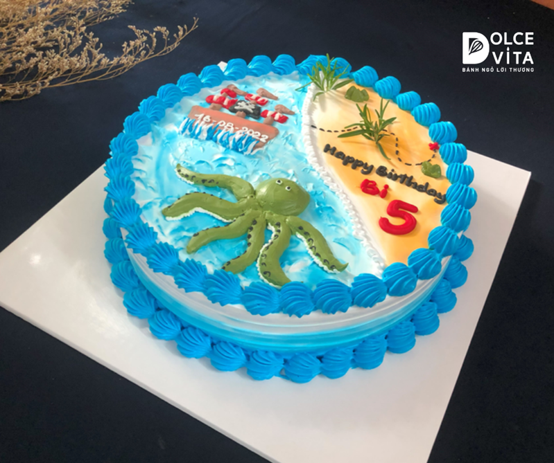 [1853] (M120) Bánh kem chủ đề Đại dương - Bạch tuộc