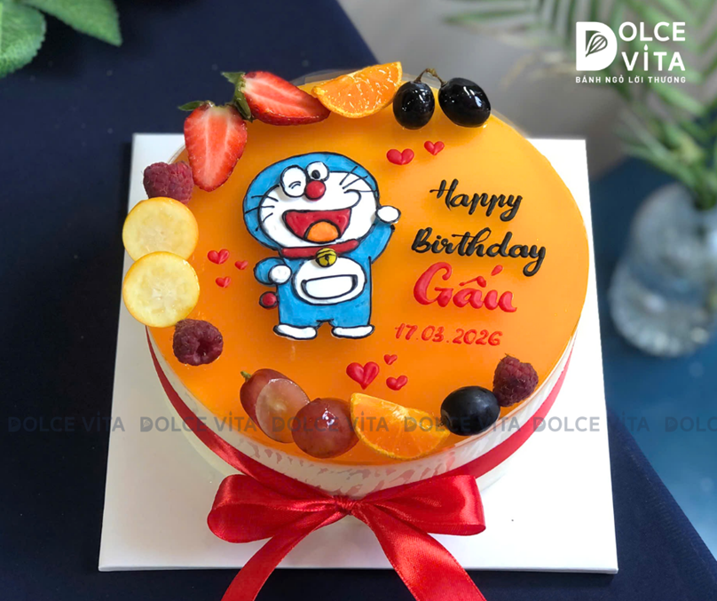 [339] (60) - Bánh mousse chanh dây vẽ Doremon/ Doraemon