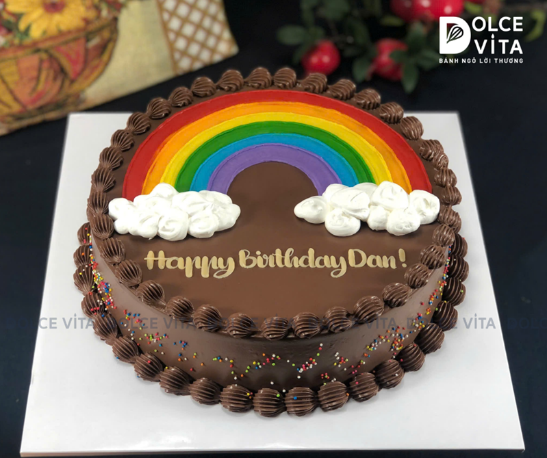 [2871] (50) Bánh kem chủ đề cầu vồng